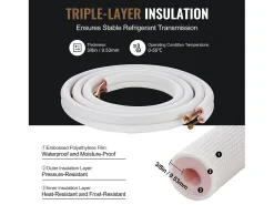 Tubo SucceBuy Kit de Linhas Mini Split 6,4 x 12,7 mm x 4876,8 mm Tubo de Cobre para AC com Cabo de Ligação