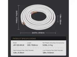 Tubo SucceBuy Kit de Linhas Mini Split 6,4 x 9,5 x 7620 mm Tubo de Cobre para AC com Cabo de Ligação
