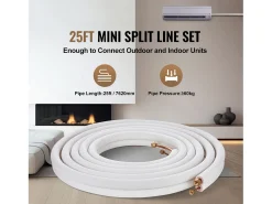 Tubo SucceBuy Kit de Linhas Mini Split 6,4 x 9,5 x 7620 mm Tubo de Cobre para AC com Cabo de Ligação