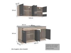 Unidade de cozinha 160x84x60 cm cinza
