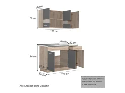 Unidade de cozinha 120x84x60 cm cinza