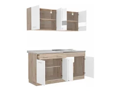 Unidade de cozinha 160x84x60 cm aparência madeira carvalho branco e cinza