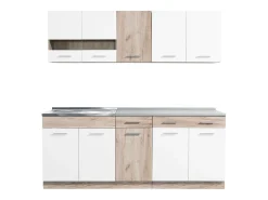 Unidade de cozinha 200x84x60 cm, aparência em madeira carvalho branco e cinza