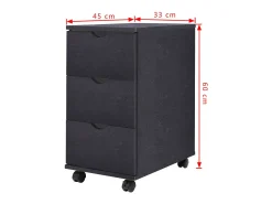 Unidade de gavetas 33x45x60 cm preto