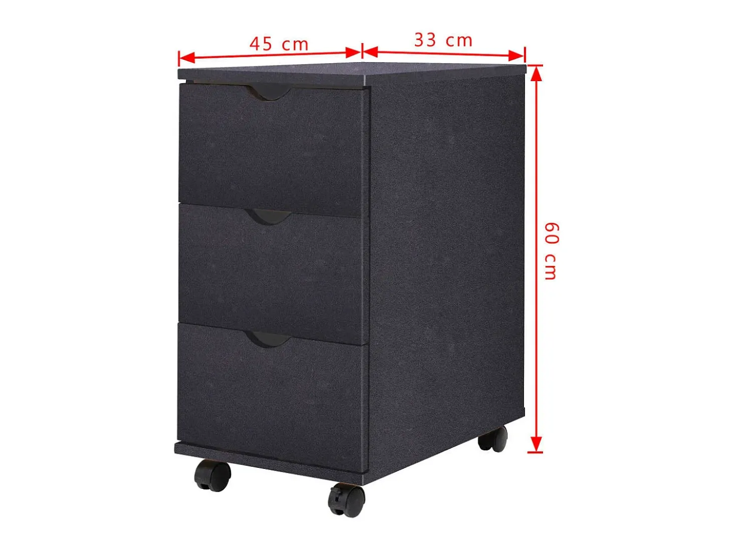 Unidade de gavetas 33x45x60 cm preto