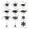 Utensílios de Cozinha SucceBuy Trem de Cozinha Antiaderentes em Granito com 19 Peças - Preto