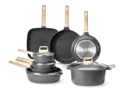 Utensílios de Cozinha SucceBuy Trem de Cozinha Antiaderentes em Granito com 19 Peças - Preto