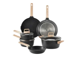 Utensílios de Cozinha SucceBuy Trem de Cozinha Antiaderentes em Granito com 17 Peças - Preto