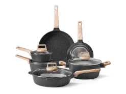 Utensílios de Cozinha SucceBuy Trem de Cozinha Antiaderentes em Granito com 17 Peças - Preto
