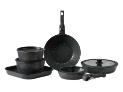 Utensílios de Cozinha SucceBuy Trem de Cozinha Antiaderentes em Granito com 17 Peças - Preto