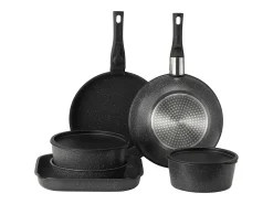 Utensílios de Cozinha SucceBuy Trem de Cozinha Antiaderentes em Granito com 17 Peças - Preto