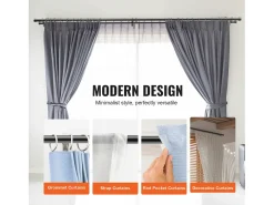 Varais de Cortinas com Dupla Barra SucceBuy, de 183 a 366 cm de Comprimento Ajustável com Pontas de Capa