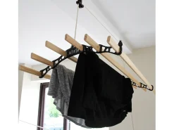 Varal de teto com sistema de roldanas e 6 ripas de 12m na cor preta