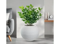 Vaso Botticelli Bianco em resina, com design esférico, para plantas de interior e exterior, diâmetro 40 x altura 33 cm.