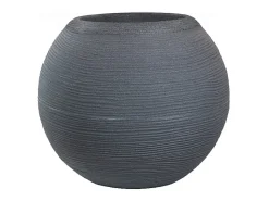 Vaso Botticelli cinza em resina, formato esférico, para plantas de interior e exterior, 40x33 cm