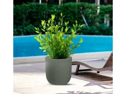 Vaso cilíndrico de resina Raffaello Verde, 35x34cm, para plantas de interior e exterior.