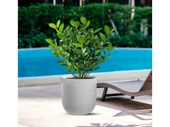 Vaso cilíndrico de resina Raffaello Bianco, 35x34cm, para plantas de interior e exterior.