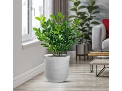 Vaso cilíndrico de resina Raffaello Bianco, 35x34cm, para plantas de interior e exterior.