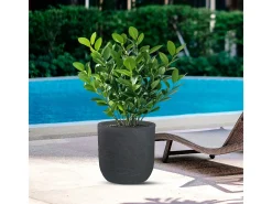 Vaso cilíndrico de resina Raffaello Grigio, 35x34cm, para plantas de interior e exterior.