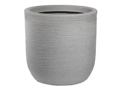 Vaso cilíndrico Raffaello bege em resina, 35x34cm, para plantas de interior e exterior.