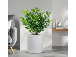 Vaso cilíndrico redondo de resina para plantas de interior e exterior, 36x35 cm, design Modigliani White