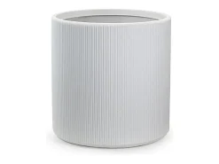 Vaso cilíndrico redondo de resina para plantas de interior e exterior, 36x35 cm, design Modigliani White