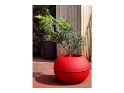 Vaso de Flores Bola em Plástico Vermelho D40