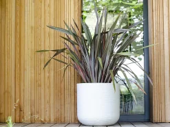 Vaso de flores redondo em plástico Graphit Up branco ceroso - Ø 40 cm