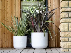 Vaso de flores redondo em plástico Graphit Up branco ceroso - Ø 50 cm - Decoração Moderna - Interior/Exterior