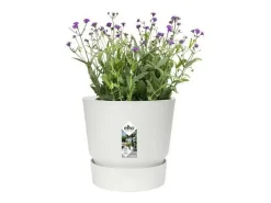 Vaso de flores redondo Greenville 25 Branco Exterior Ø 24,48 x A 23,31 cm