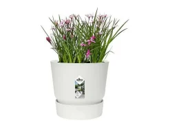 Vaso de flores redondo Greenville 25 Branco Exterior Ø 24,48 x A 23,31 cm