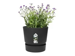 Vaso de flores redondo Greenville 25 - Exterior - Preto - Ø 24,48 x A 23,31 cm