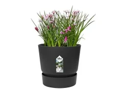 Vaso de flores redondo Greenville 25 - Exterior - Preto - Ø 24,48 x A 23,31 cm