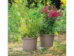 Vaso de Plantas Exterior Redondo DEROMA Day R Camel 60 cm Taupe Mate Reciclado Resistente ao Gelo e UV