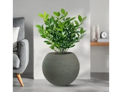 Vaso de resina com design esférico Botticelli Verde para plantas de interior e exterior, 40x33 cm