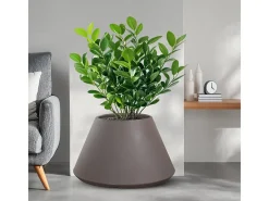 Vaso de resina para interior e exterior para plantas desenho cônico redondo d.60x35h Stromboli Tortora