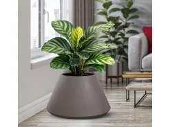 Vaso de resina para interior e exterior para plantas desenho cônico redondo d.60x35h Stromboli Tortora