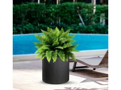 Vaso de resina para plantas interno e externo, desenho cilíndrico redondo d.36x35h Modigliani Cinza