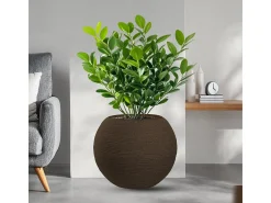 Vaso de resina para plantas, interior e exterior, desenho de esfera redonda d.40x33h Botticelli Marrom