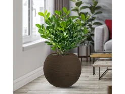 Vaso de resina para plantas, interior e exterior, desenho de esfera redonda d.40x33h Botticelli Marrom