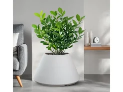 Vaso de resina para plantas interior/exterior, desenho cónico redondo d.60x35h Stromboli Branco