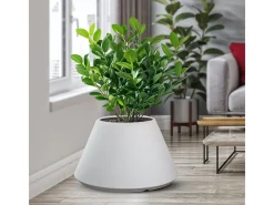 Vaso de resina para plantas interior/exterior, desenho cónico redondo d.60x35h Stromboli Branco