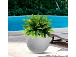 Vaso de resina para plantas, interior e exterior, esfera redonda d.40x33h Botticelli Bege