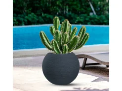 Vaso de resina para plantas, interior e exterior, desenho de esfera redonda d.40x33h Botticelli Cinza