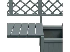 Vaso para plantas independente com treliça e assento em madeira cinzenta - Dimensões: 169 x 42 x 145 cm