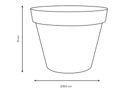 Vaso redondo Toscane Ø 40 x A.32 cm - Taupe - Fabricado em França - Resistente a choques e UV