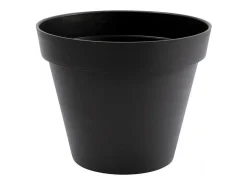 Vaso redondo Toscano Ø48 cm cinza antracite em polipropileno, resistente ao gelo e UV, 43 L, fabricação francesa
