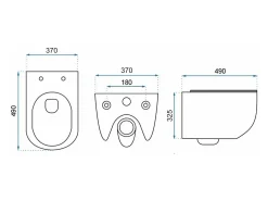 Vaso Sanitário Suspenso Rea Carter Rimless Duroplast/Slim/Zm N White