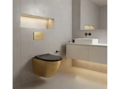 Vaso Sanitário Suspenso Rea Carlo Mini Tornado Black/Brushed Gold