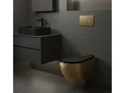 Vaso Sanitário Suspenso Rea Carlo Mini Tornado Black/Brushed Gold